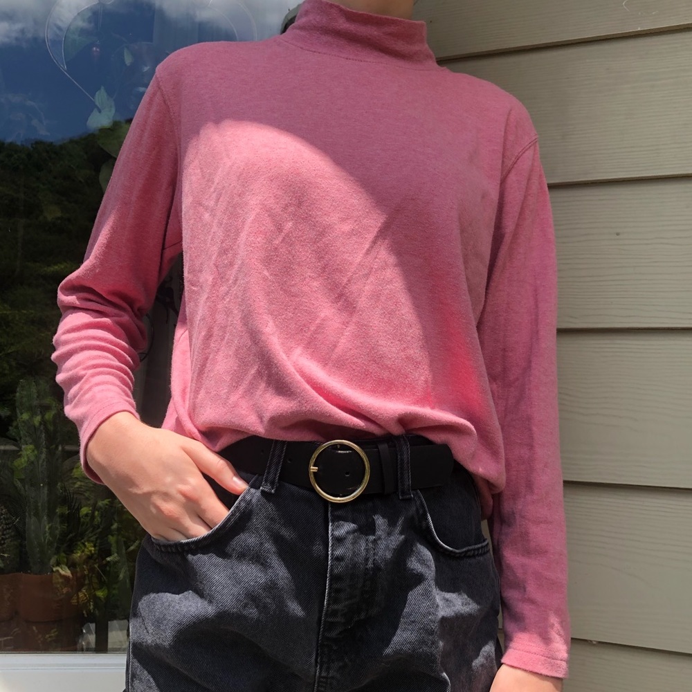 Pink Long Sleeve Mock Neck